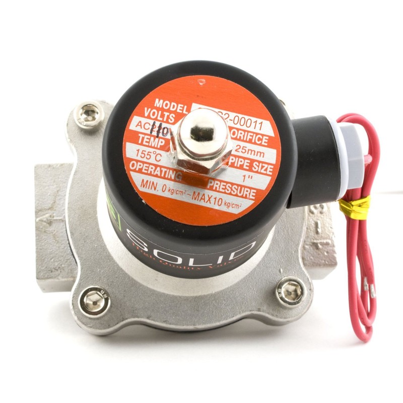 1" Stainless Steel Electric Solenoid Valve 110VAC Normally Closed Air