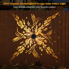 Likiyol 2025 Upgraded 4 Pack Hummingbird Solar Fence Lights Ultra Bright Fence Lights Solar Powered IP65 Waterproof Deck Light for Stair Yard Garden Outdoor Wall Decor, Warm White