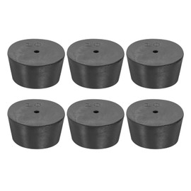 sourcing map Rubber Tapered Plug 42mm to 50mm Solid Test Tubes Bungs Stopper with Hole Black for Lab 6 Pieces