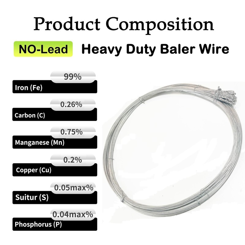 AWIORETON Baling Wire 14 Gauge 14 Feet,Baler Wire Ties Galvanized