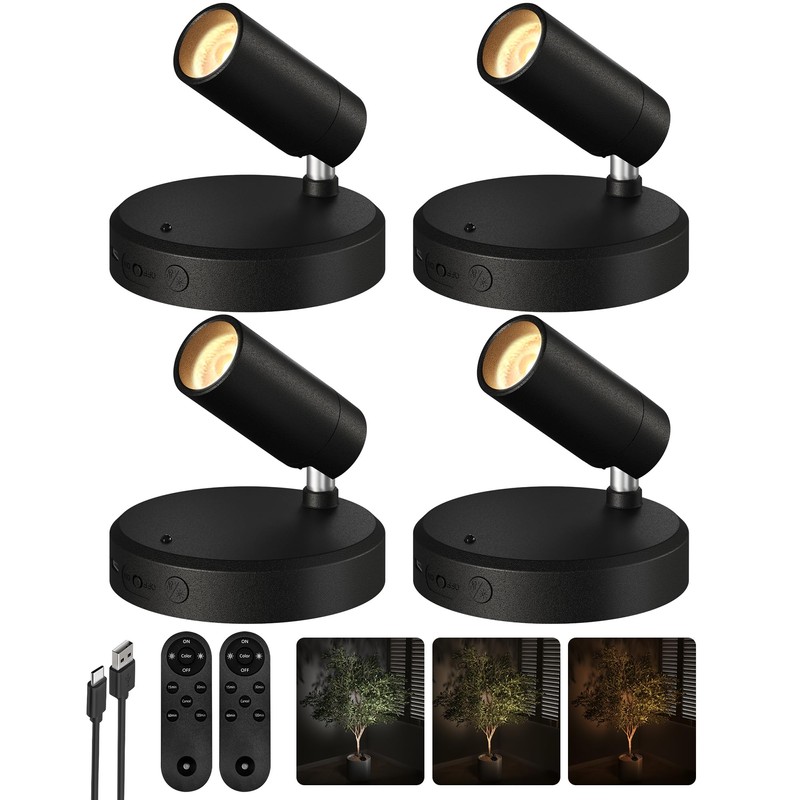 EZVALO Spotlights Indoor with Remote, 5500mAh Rechargeable Picture Lights, Wireless