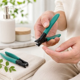 Wide-Jaw Stainless Steel Nail Clipper for Thick Nails – Sharp Curved Blade with Glass File for Home and Travel