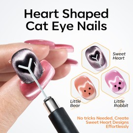 modelones Cat Eye Magnetic,15PCS Cat Eye Gel Nail Polish Magnet Tools Powerful Set Wand Magnet Summer Nail Polish Square Round Magnet Stick Diverse Glassy Cateye Effect for Women