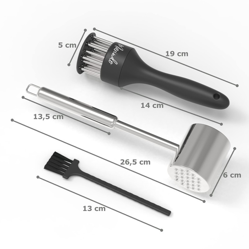Marindo Meat Tenderiser Set - Meat Tenderiser & Cleaning Brush