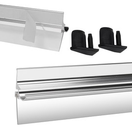 25” Framed Shower Door Drip Rail with Vinyl Sweep, Chrome Shower Door Bottom Water Deflector with Drip Rail Plugs and Screws