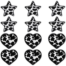 BFJ Heart Iron on Patches Star Embroidered Sew on Patches Set of 12 for Applique Repair Patch DIY Crafts for Clothing Jacket Jeans Dress Backpack Bag