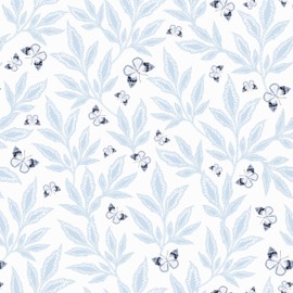 LEECICILE 16.1" x 78.7" Leaf Peel and Stick Wallpaper Boho Blue Leaves Contact Paper Butterfly Pattern Wallpaper Floral Self Adhesive Removable Wallpaper for Bedroom Home Decoration Vinyl Roll