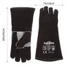 RAPICCA Welding Gloves Heat/Fire Resistant Leather For Stick,Mig,Tig,Forge,BBQ,Grill,Fireplace,Wood Stove,Furnace,Oven,Pot Black