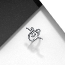 LWXIE Diamond Snake Ring for Women 925 Sterling Silver Lab Grown Diamond Jewelry Gifts for Her Adjustable 0.083 cttw D Color VVS Clarity