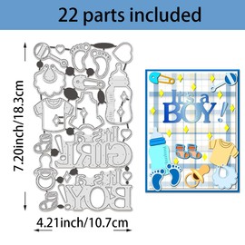 BENECREAT Newborn Party Die Cuts for Card Making, Bottles Bibs Carbon Steel Template Metal Embossing Cutting Dies for Paper Card Making DIY Scrapbooking Album Craft Home Decor