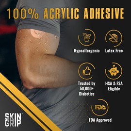 Skin Grip Adhesive Patches for Freestyle Libre 3 – Waterproof & Sweatproof for 10-14 Days, Pre-Cut Adhesive Tape, Continuous Glucose Monitor Sensor Cover – 20 Pack, Tan