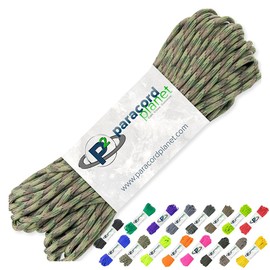 PARACORD PLANET 100' Hanks Parachute 550 Cord Type III 7 Strand Paracord Top 40 Most Popular Colors, Multi Camo
