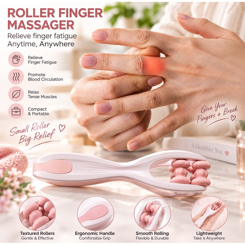 Finger Massager Dual-Row Roller Design Easy Use Relieve Finger Fatigue