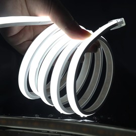 HEGEHE Flexible COB Neon Strip, 288 LEDs/m, IP65 Waterproof Silica Gel LED Rope Light for Home Kitchen Bedroom Outdoor Decor(2m, Cold White)