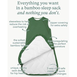 PurComfy Quilted Supersoft Sleep Sack, 2.5 TOG Premium Bamboo Viscose Warm Baby Sleeping Bag, 2-Way Zipper 6-15 Months (Forest)