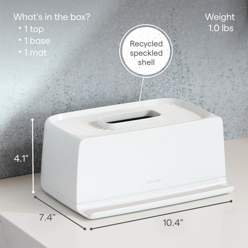 YouCopia Ledge Tissue Holder, Rectangular, Bathroom Countertop Organizer with Additional