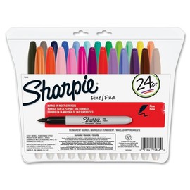 Sharpie Permanent Markers, Fine Point, Assorted Colors, 24-Pack (75846)