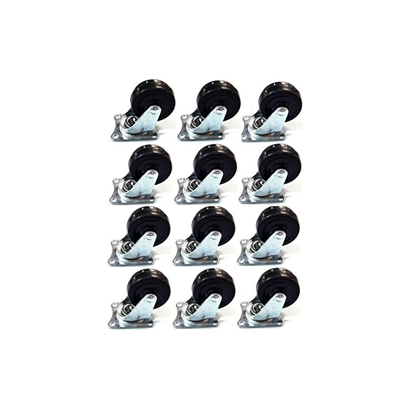 MegaDeal 12 Pack 2" Swivel Caster Wheels Rubber Base with