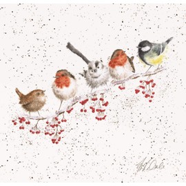 Wrendale Designs Garden Birds Print on White Square Canvas 20 Centimetre One Snowy Day
