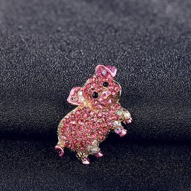 SHIDXIB 3Pcs Exquisite Pig Alloy Brooch Inlaid Shiny Rhinestone Bling Bling Animal Theme Clothes Bags Backpacks Badge Accessories
