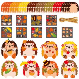 3sscha 123Pcs Fall Hedgehog Craft Kit for Kindergarten Kids Make Your Own Hedgehog Set DIY Self-Adhesive Sticker Handmade Artwork Project Classroom Home Activity Thanksgiving Autumn Party Favor Decor