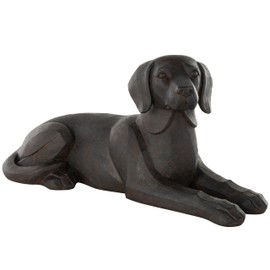 Deco 79 Resin Dog Decorative Sculpture Sitting Home Decor Statue with Copper Shadings, Accent Figurine 31" x 14" x 14", Black