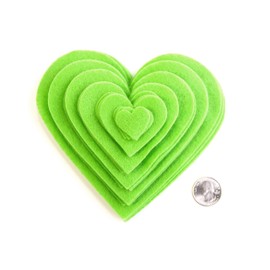 Playfully Ever After 1 to 6 inch Multi-Size Pack 24pc Felt Hearts (Light Green)