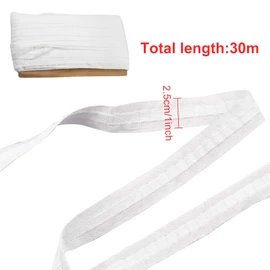 Qunkun Curtain Tape Ruffle Tape, 30 m x 2.5 cm Pleated Tape, Pleat Tape, Universal Tape, Polyester Curtain Tape, Curtain Tape for Sewing, Removable Curtain for Window Curtain, Door Curtain