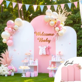White Pink Arch Backdrop Cover Set of 3 Wedding Arch Covers Stretchy Backdrop 7.2FT 6.6FT 6FT Decorations Baby Shower Bridal Shower Photo Birthday Party Arch Stand Cover Spandex