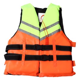 Adults Life Vest Life Jacket Outdoor Drifting Lifesaving Vest with Whistle Orange Splicing Style