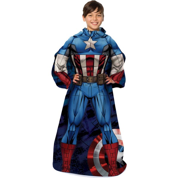 Northwest Comfy Throw Blanket with Sleeves, Youth-48 x 48 in, Captain America