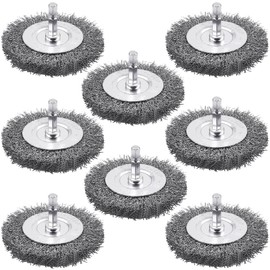Supkiir 8 Pack 3inch Wire Wheel Brush for Drill, Wire Brush for Drill with 1/4 Inch Hex Shank, 0.01" Coarse Carbon Steel Bristles Brush Drill Attachment for Rust Removal Polishing