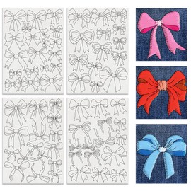 BENECREAT 4 Sheets Bow Water Soluble Embroidery Stabilizers, 36pcs Embroidery Paper with Pre-Printed Sewing Embroidery Stabilizers for Embroidery Hand Sewing Lover Beginners