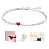 Pulseras De Plata 925 Mujer Rubí De Corazón Elegantes Regalo