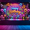 Qpout Neon Birthday Backdrop Glow in the Dark Party Banner