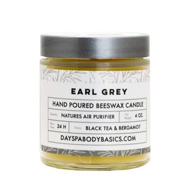 Earl Grey Hand-Poured Beeswax Candle - All-Natural, Cotton Braided Wick, Chemical-Free, Smokeless, Cleans Air, Non-Toxic, Non-Polluting, Non-Allergenic, Handmade in USA by DAYSPA Body Basics