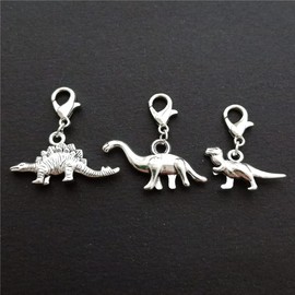 3pcs in set Dinosaur Clip on Charm, Planner/Zipper Pull/Bag Charm/Case/Lanyard Charm, Stitch Marker, Dino Jewelry