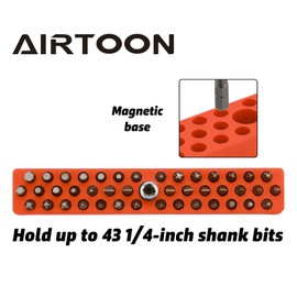 AIRTOON 1/4" Magnetic Hex Bit Holder, 43 Holes Bit Storage with Strong Magnetic Base, Magnetic Screwdriver Bit Organizer, Orange