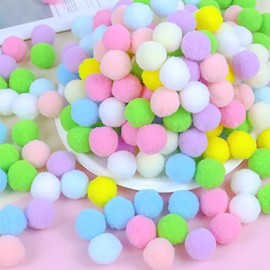 Pack of 100 Colourful Pompoms for Crafts, Colourful Pompoms, 30 mm/3 cm Pompom Balls, Pompoms for Crafts, Pompoms Balls for DIY Creative Craft Decorations, Colourful Pom Poms Pompoms (Colourful Light