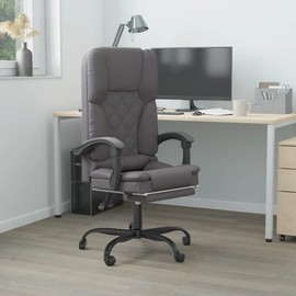 YAFF Massage Reclining Office Chair Gray Faux Leather-9781