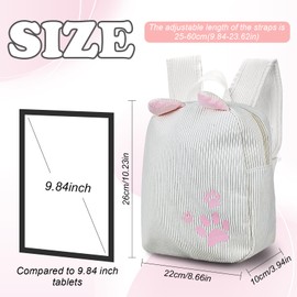 Energather Girls Backpack, Corduroy Cute Small Backpacks for Girls and Women, Delicate Girls Backpack Purse for Travel (black)