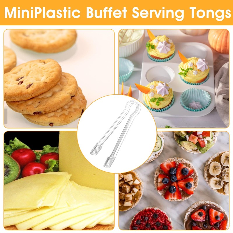 8 Pcs Mini Tongs, Plastic Serving Tong, Clear Plastic Serving
