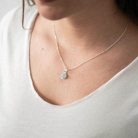 MATERIA by Matthias Wagner Women's Necklace with Chalcedony Gemstone Pendant 925 Silver in Blue, Gemstone