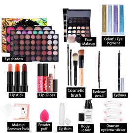 BrilliantDay Multi-Purpose Makeup Set, All-in-One Makeup Gift Set, Cosmetic Palette, Starter Kit, Lip Gloss, Blush Brush, Eyeshadow Palette, Highly Pigmented for Women, Girls #1