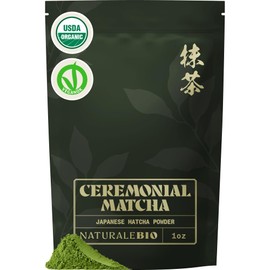 NaturaleBio Té Verde Matcha En Polvo. Orgánico De Grado Ceremonial, 28 G. De Uji, Kioto. Para La Ceremonia Tradicional Japonesa Del Té. Matcha En...  