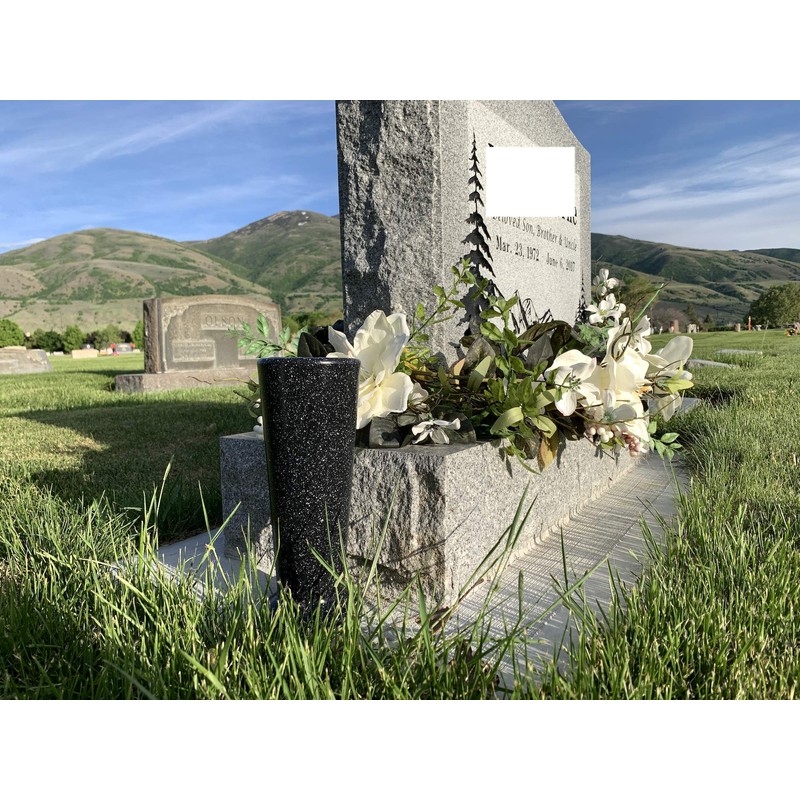 OPTIMUM Slim Memorial Cemetery Flower Vase - Plastic (Blacker Granite)