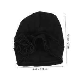 Ipetboom Large Flower Headwear Hat for Women Chemotherapy Cover Turban Chemo Hat Women's Headwear Flower Wrap Black