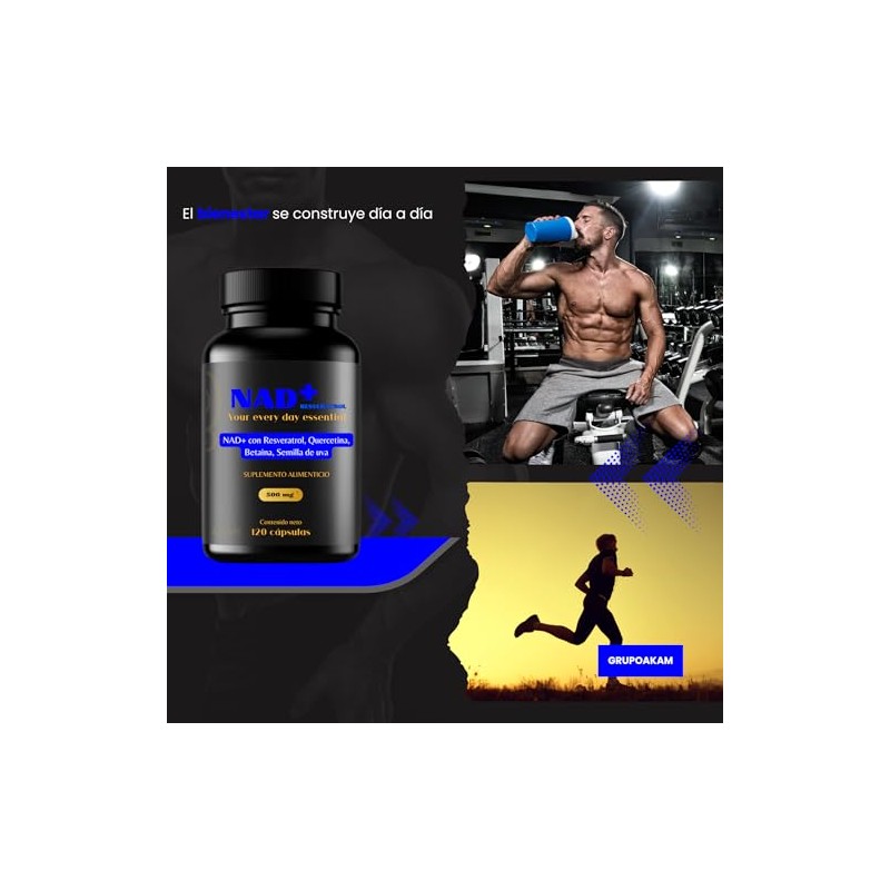 AKAM NAD+ 120 Caps 500mg con Resveratrol y Quercetina |