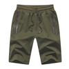 JustSun Men's Cotton Sports Shorts with Zip Pockets, Army Green