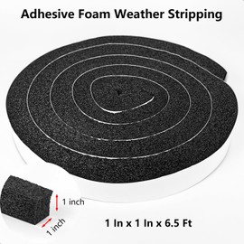 Weather Stripping Door Seal Strip, 1 in x 1 in, AC Insulation Tape, Strong Adhesive, High Reslilience, Weatherproof, Reduce Noise, Gap Filler, Foam Insulation Tape for Doors and Windows